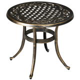 Outsunny 60cm Round Garden Side Table with Hollow Top – Cast Aluminium Frame, Adjustable Feet, Bronze