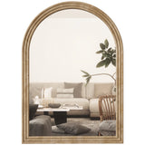 HOMCOM Modern Wall-Mounted Mirror, Arched Wall Mirror with Grooved Edge for Living Room, Entryway