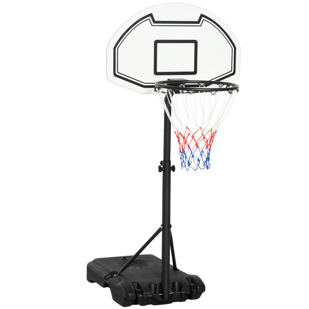 HOMCOM Poolside Basketball Hoop and Stand with Height-Adjustable Hoop 94-123cm, Water or Sand Fillable Base