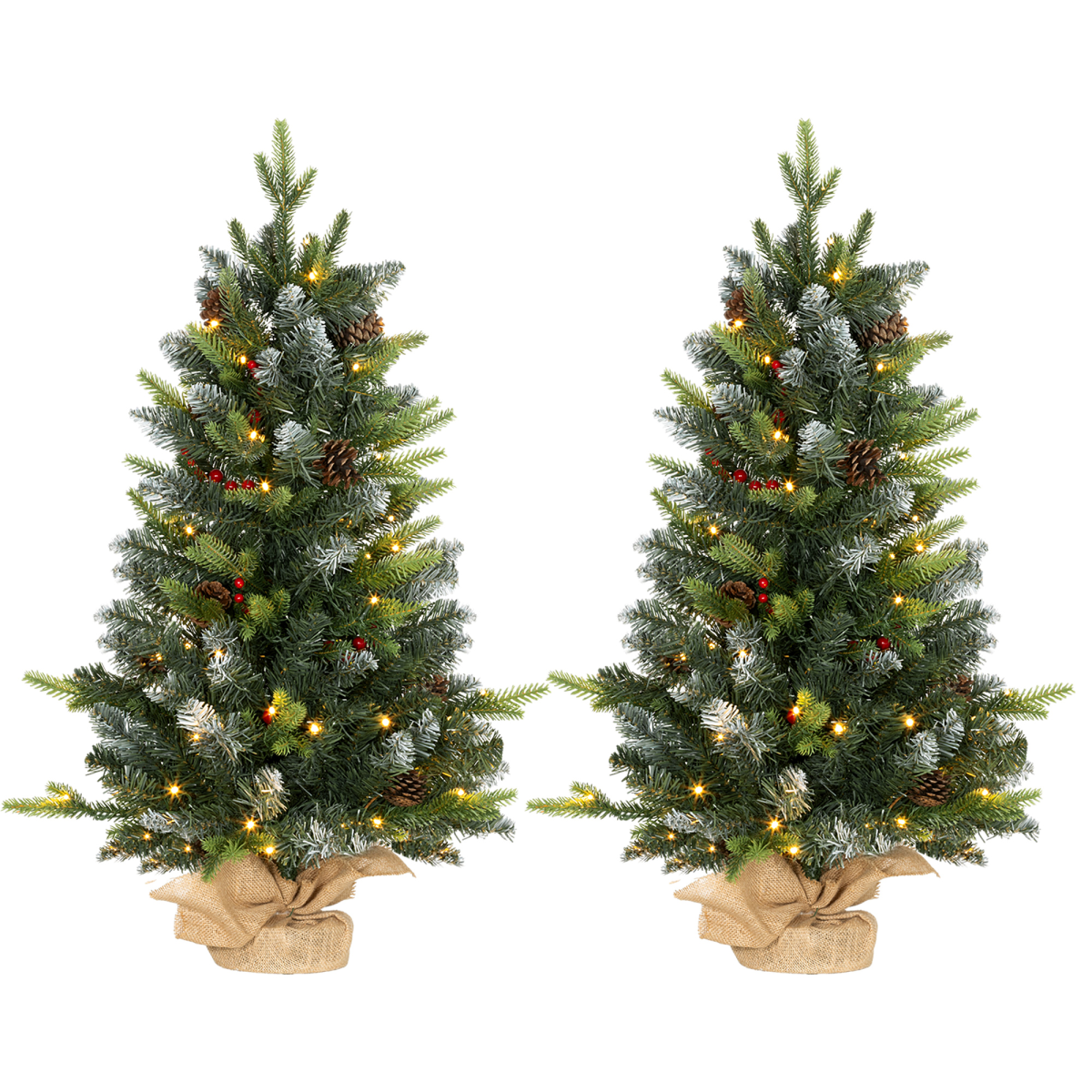 Set of 2 pre-lit 2ft tabletop Christmas trees