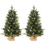 Set of 2 pre-lit 2ft tabletop Christmas trees