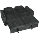 HOMCOM 2 Seater Sofa Bed, 4-in-1 Convertible with Dual Pull-Out Beds – Chenille Sleeper Sofa, Black