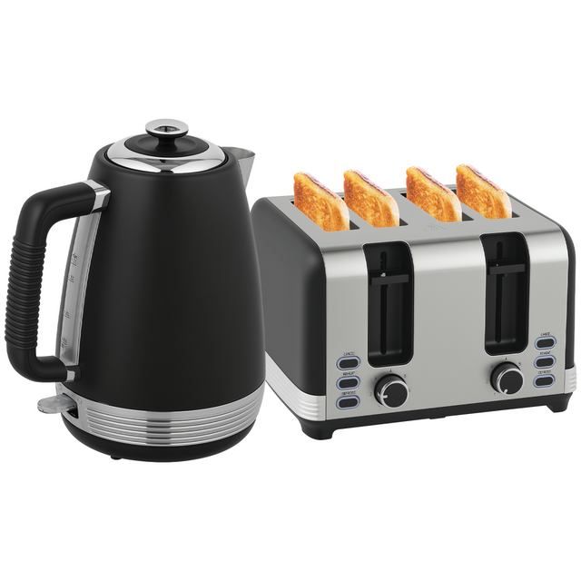 HOMCOM black kettle and 4-slice toaster