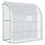 Outsunny Walk-In Lean-To Greenhouse with 4 Shelves, Windows & Doors – Steel Frame, PE Cover, White