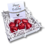 Aye Do Gifts Happy Birthday Mini Gift Hamper with Silver Heart Charm Stretch Bracelet & Chocolate Hearts