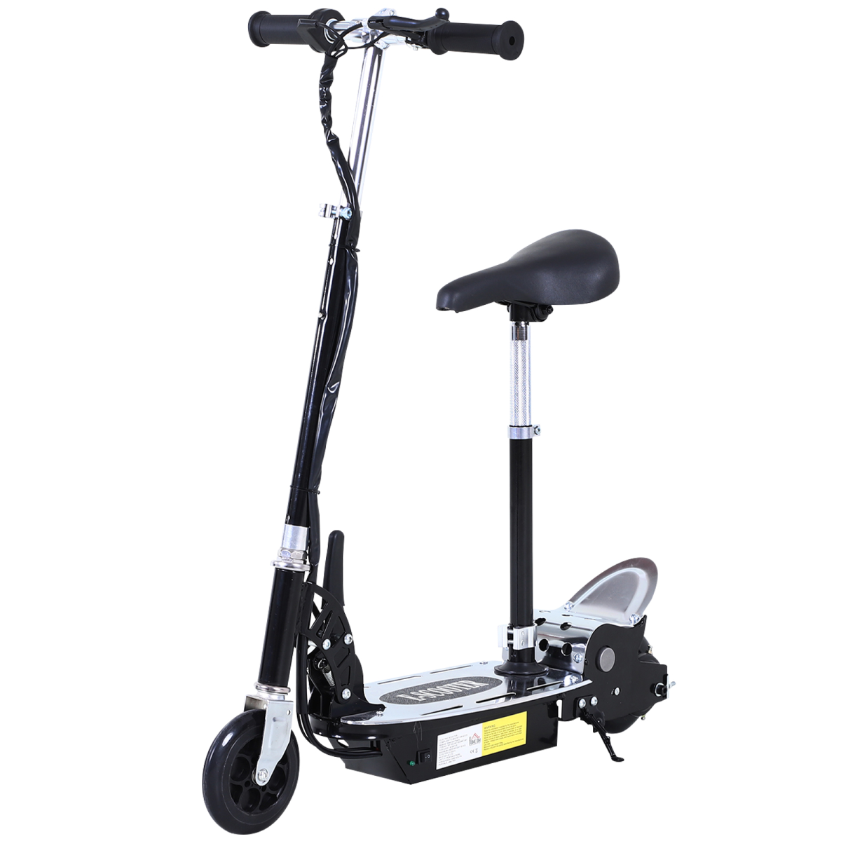 HOMCOM 120W Foldable Electric Scooter with Adjustable Seat, Hand Brake & Kickstand – Kids Ride-On for Ages 7–12