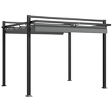 Outsunny 3x3m Aluminium Pergola with Retractable Roof – Rust-Resistant Garden Sun Shelter, Dark Grey