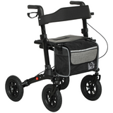 HOMCOM Rollator Walker with Padded Seat, Backrest & All-Terrain Wheels – Folding Mobility Aid with Storage Bag