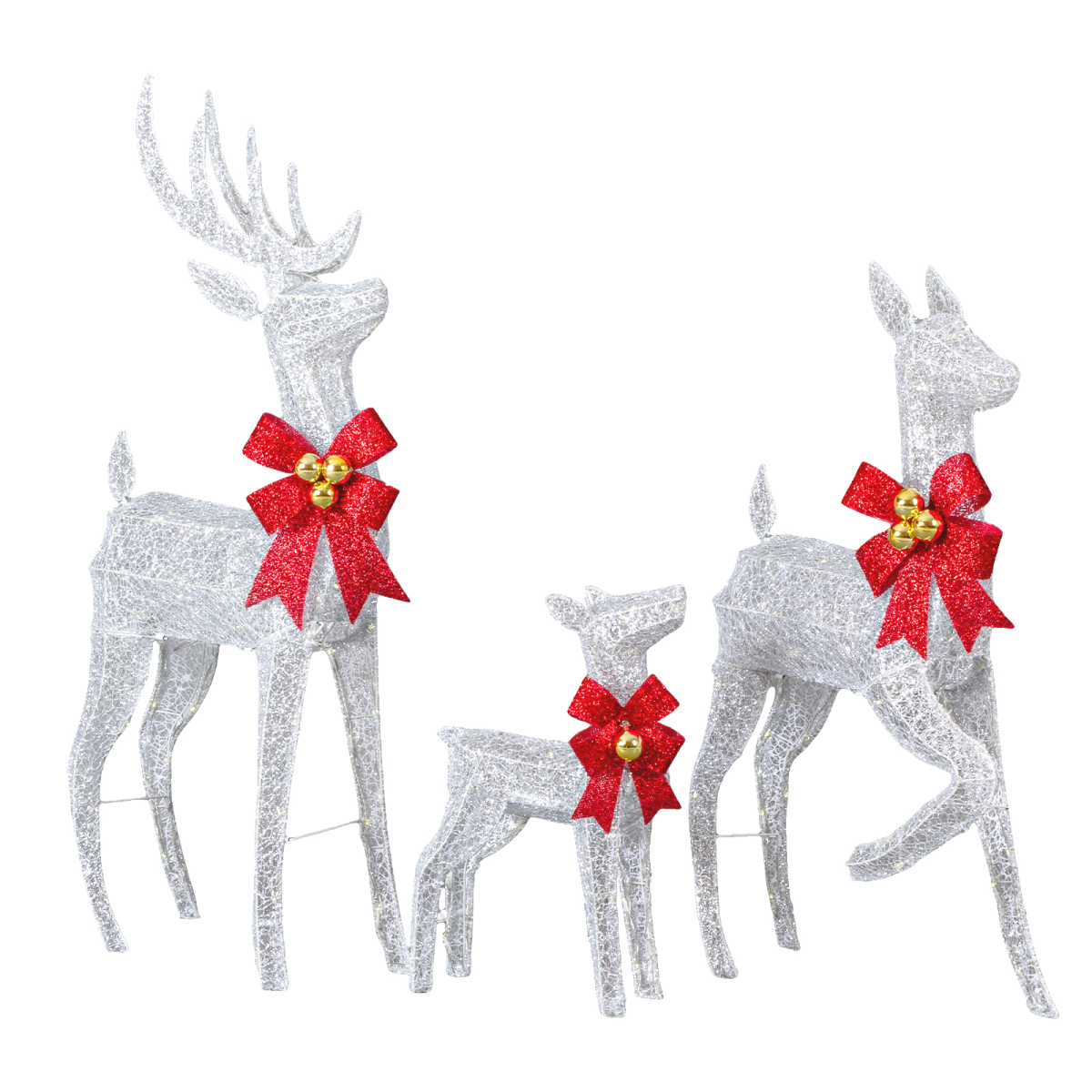 Lighted Christmas Reindeer Family – 3 Piece Outdoor Set with 210 Warm White Lights