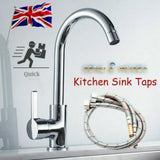 Kitchen Sink Mixer Tap with 360° Swivel Spout & Single Lever – Retractable Hot & Cold Mono Tap, Chrome