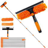 4.5m Telescopic Window Cleaning Kit with Squeegee, Chenille Duster and 10 Rods – High Reach Window Washer