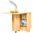HOMCOM teak folding drop-leaf dining table