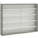 HOMCOM 5-Tier Wall Display Cabinet with Glass Doors & Adjustable Shelves – Space-Saving Wall Storage, Grey