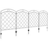 Outsunny 4-Piece Steel Garden Fencing Border Edging Set with Decorative Grid – 348 x 110cm, Black
