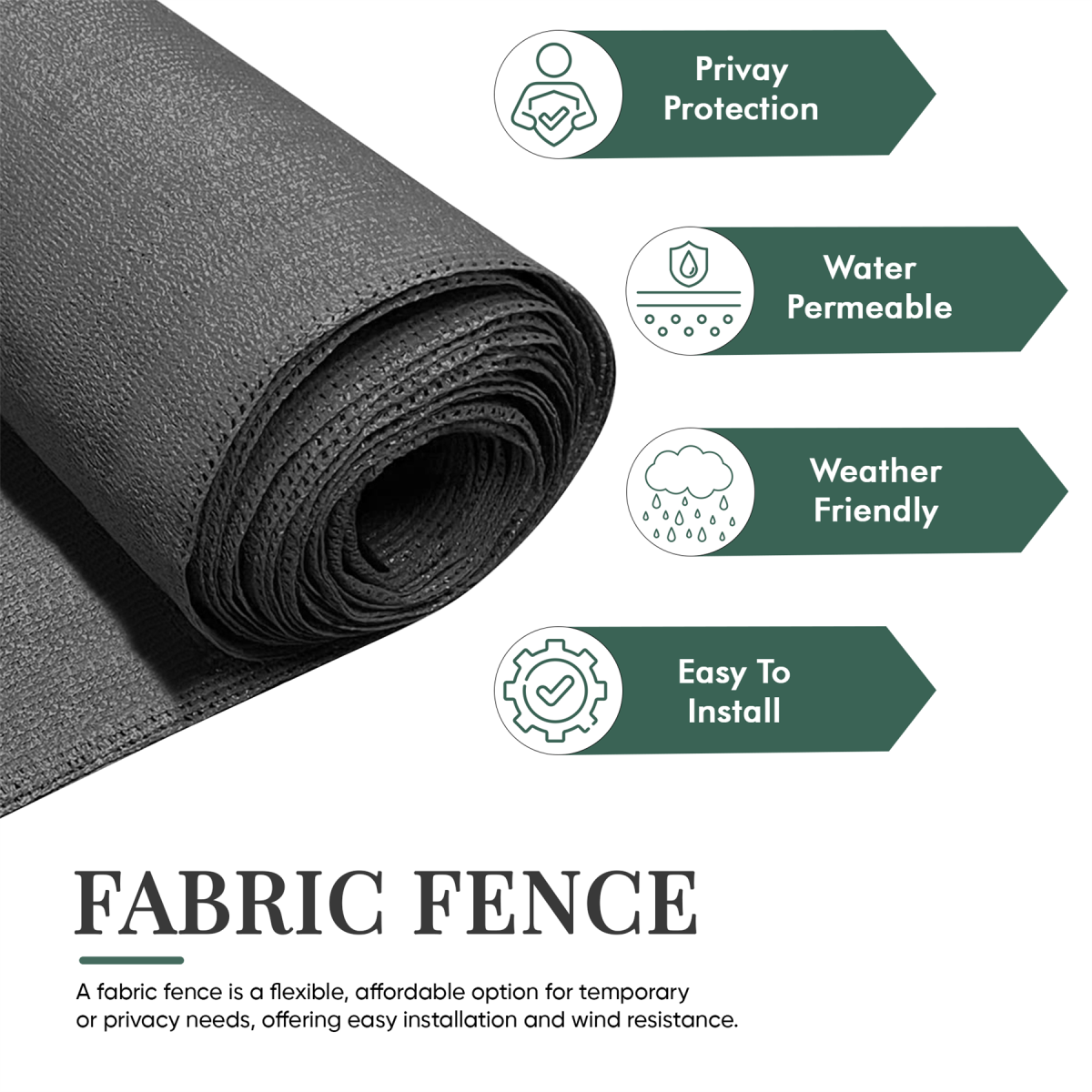 Anthracite Privacy Fence Netting, 90gsm UV-Resistant HDPE Fabric – 1m x 10m Garden Windbreak Screen