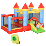 4-in-1 Bouncy Castle with Slide, Water Pool & Basketball Basket – Kids Garden Inflatable with Blower