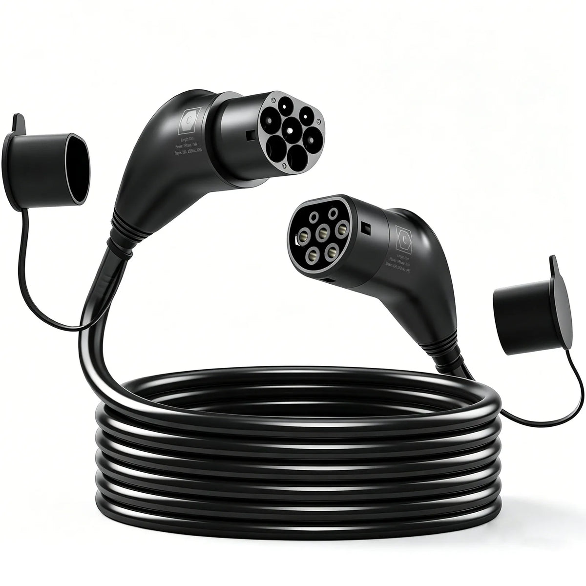 HOMCOM 10 m Type 2 EV Charging Cable, 7 kW 32A Mode 3 – Type 2 to Type 2 Extension Cable for EVs and PHEVs