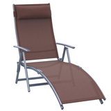 Outsunny Heavy-Duty Foldable Sun Lounger with 7-Level Recline & Pillow, Steel Frame, Texteline – Brown