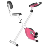 HOMCOM Foldable Magnetic Exercise Bike with 8 Resistance Levels, LCD Monitor & Adjustable Seat – Home Cardio, Pink