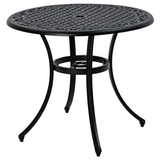 Outsunny 90cm Round Cast Aluminium Garden Table with 50mm Parasol Hole – Outdoor Patio Dining Table, Black