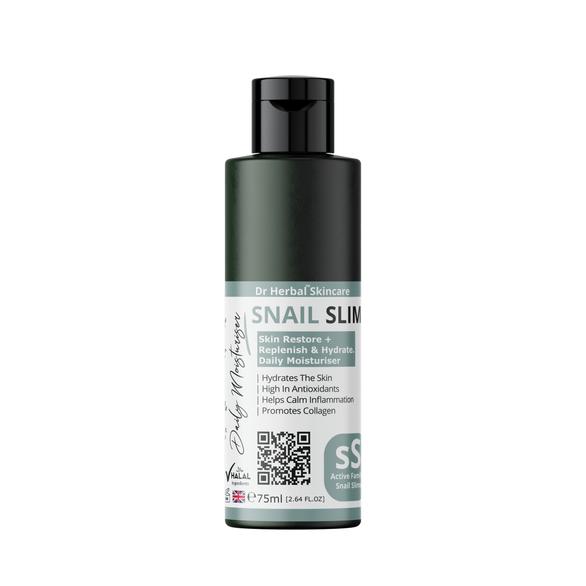 DR HERBAL Daily Moisturiser with Snail Slime, Aloe Vera & Vitamin E – Lightweight Skin Care, 75ml
