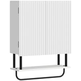 HOMCOM Bathroom Wall Cabinet with Doors and Towel Bar – Wall-Mounted Space-Saving Storage, White