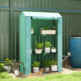 Mini Greenhouse with 3-Tier Shelf & Roll-up Zipped Door – Steel Frame Plant Grow House, 100 x 40 x 150cm, Green