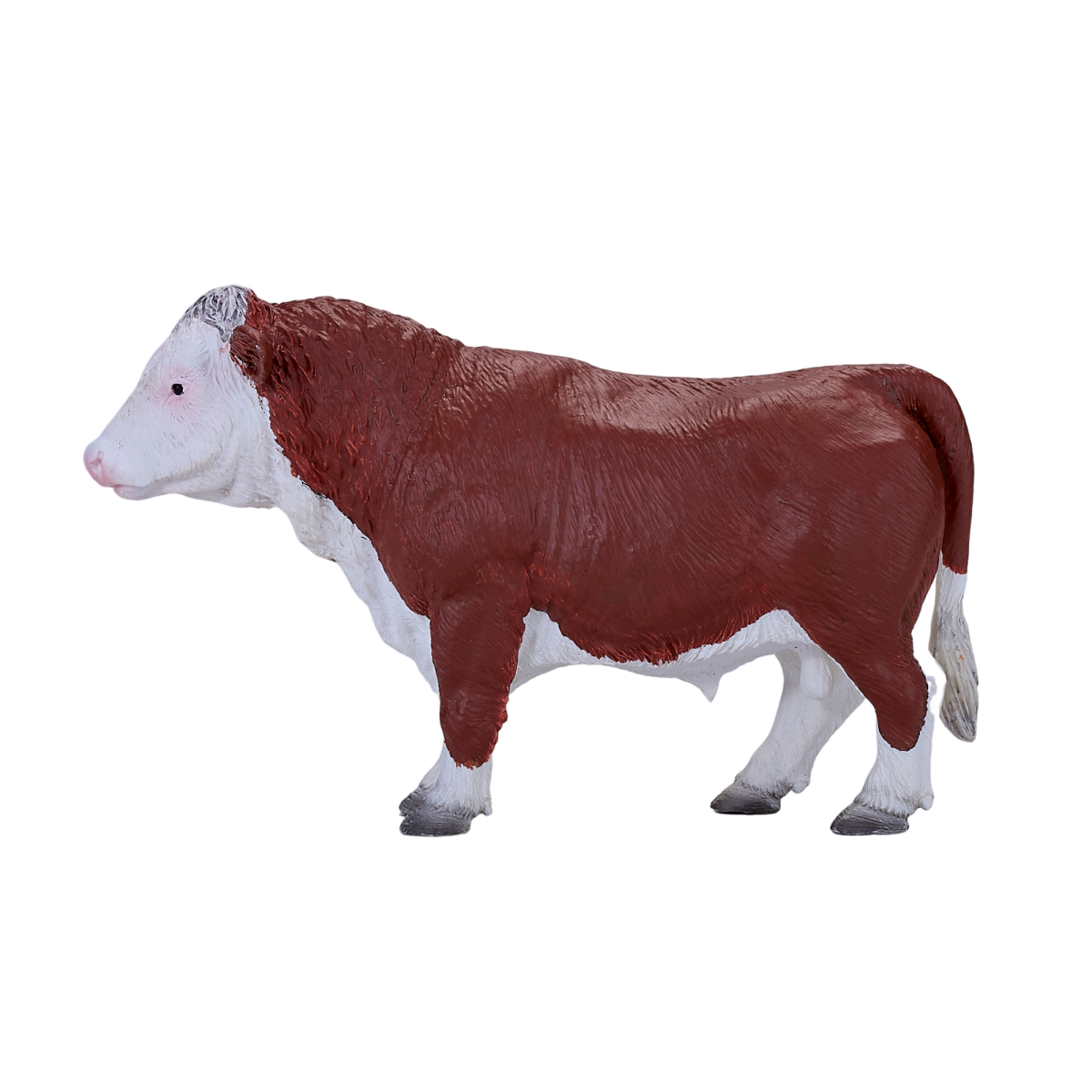 Mojo Hereford Bull Figurine, Hand-Painted Realistic Farm Animal Toy