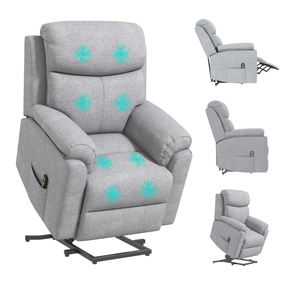 HOMCOM Power Lift Chair Electric Riser Recliner with Remote Control and Footrest, Grey
