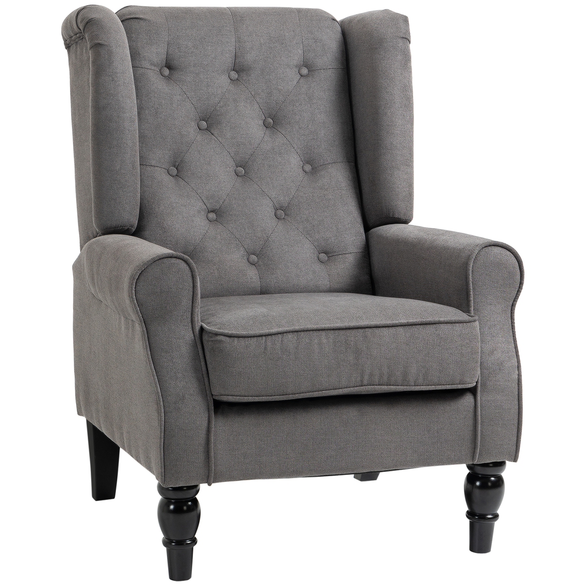 Dark grey retro tufted club armchair