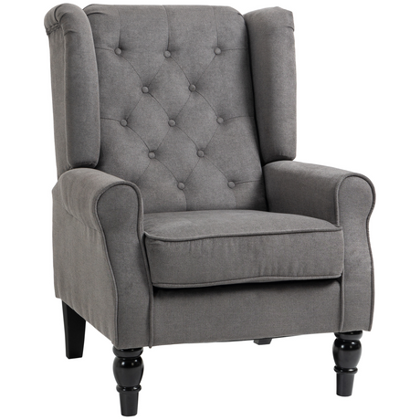 Dark grey retro tufted club armchair