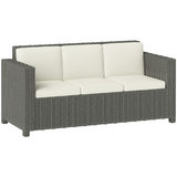 Outsunny Rattan Wicker 3-Seater Garden Sofa with Thick Cushions – Patio Furniture, Cream