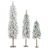 HOMCOM Flocked Pencil Christmas Trees, Set of 3 – 3ft, 4ft and 5ft Slim Snowy Artificial Trees