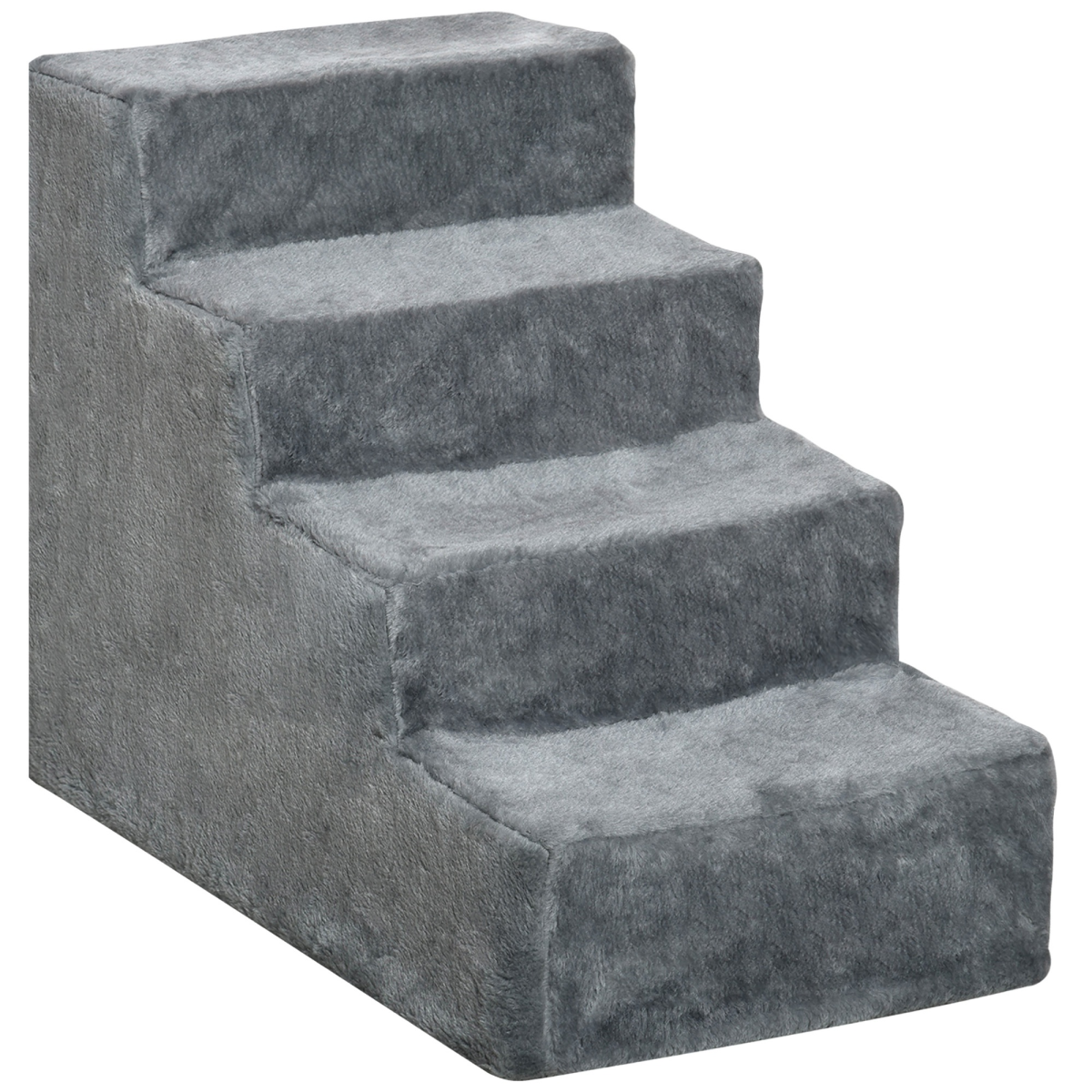 PawHut Portable Dog Stairs with Washable Plush Cover – Pet Steps for High Beds and Sofas, Light Grey