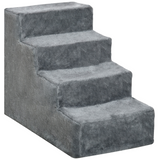 PawHut Portable Dog Stairs with Washable Plush Cover – Pet Steps for High Beds and Sofas, Light Grey