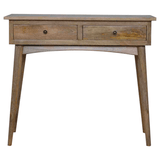 Artisan Furniture Hallway Console Table with 2 Drawers – Nordic Style Solid Mango Wood, Brown