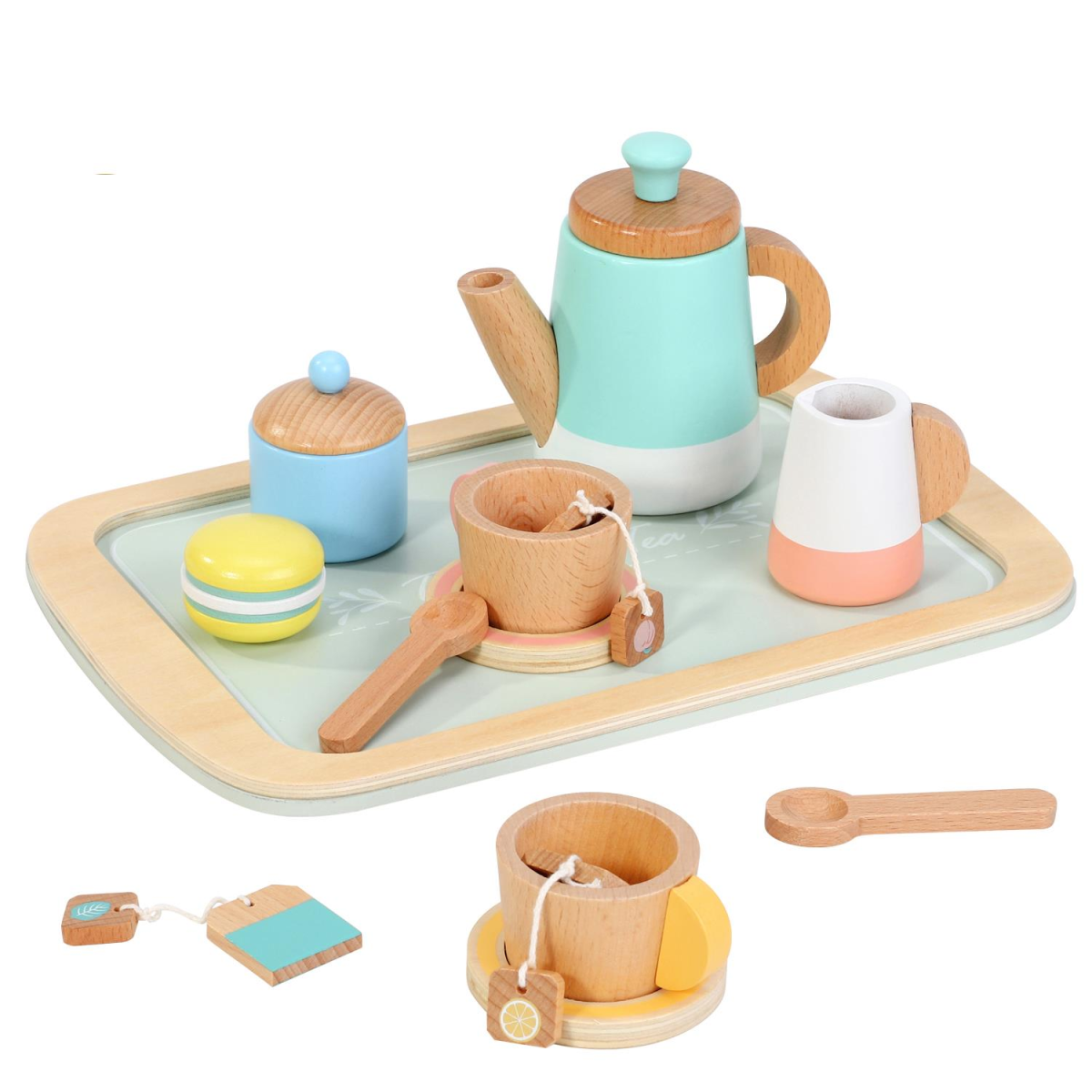 SOKA My Tea Set, 16-Piece Pretend Play Tea Party Set – Colourful Toy Teapot, Cups & Saucers for Kids