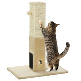 PawHut Cat Scratching Post Climber with Carpet Base, Hanging Toy & Jute Rope – Beige