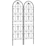 Outsunny Set of 2 Metal Garden Trellis Panels with Bird Motifs, 180 x 50cm – Climbing Plant Support and Privacy Screen