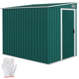 Outsunny 7 x 5ft Lean-To Galvanised Steel Garden Shed with Foundation & Sliding Door – Tool Storage, Green