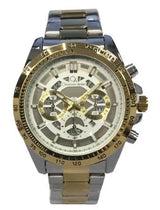 Christyan Arden Mens New FK Fashion Dated Multi White Dial Analogue 2 Tone Metal Bracelet Strap Watch