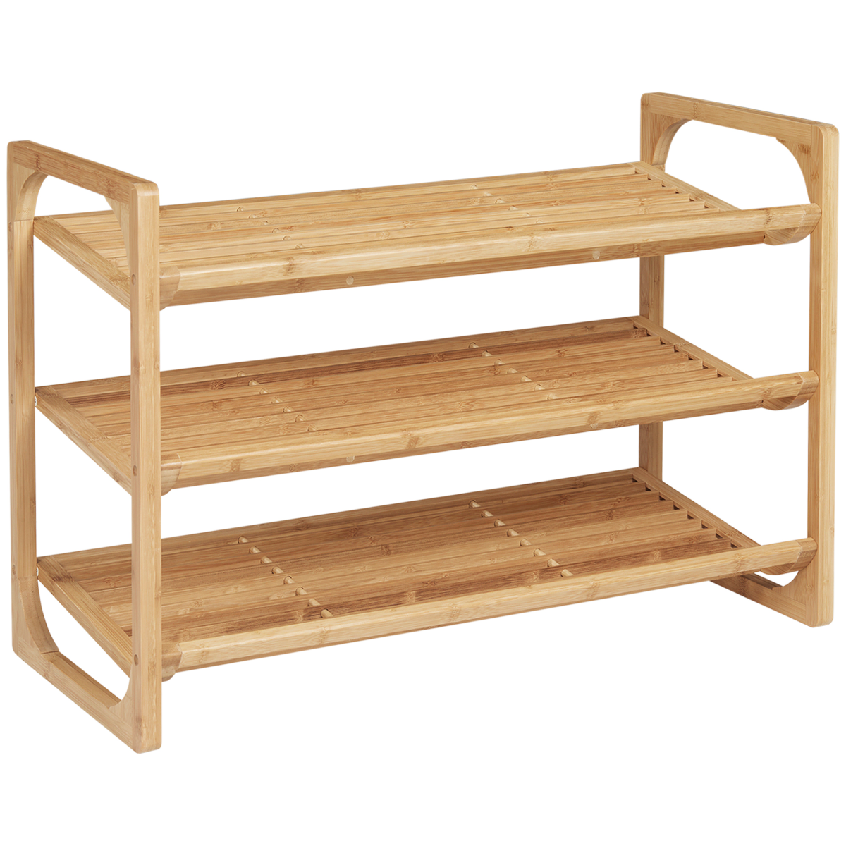 HOMCOM Bamboo Shoe Rack, 3-Tier Shoe Storage Shelf for 9 Pairs – 76 x 33 x 51cm