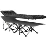 Outsunny 67cm Wide Folding Camping Bed with Mattress, Storage Pocket and Carry Bag, 150kg Max Load – Black