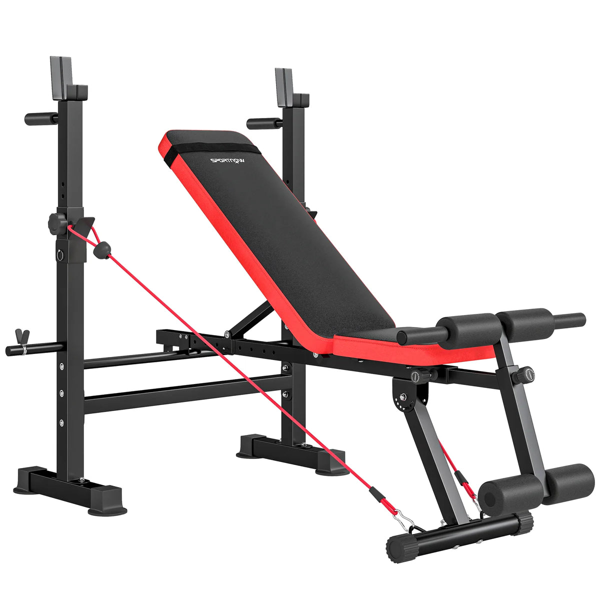 SPORTNOW Adjustable Weight Bench with Squat Rack & Dip Stand – Foldable Home Gym Bench, 420kg Capacity