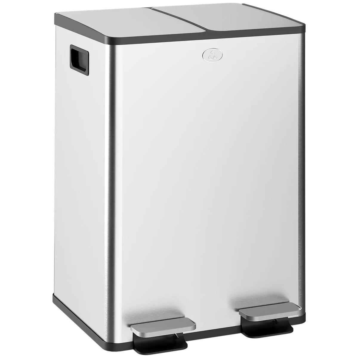 HOMCOM 56L Dual Compartment Pedal Bin with Deodoriser Holders & Soft-Close Lid – Stainless Steel