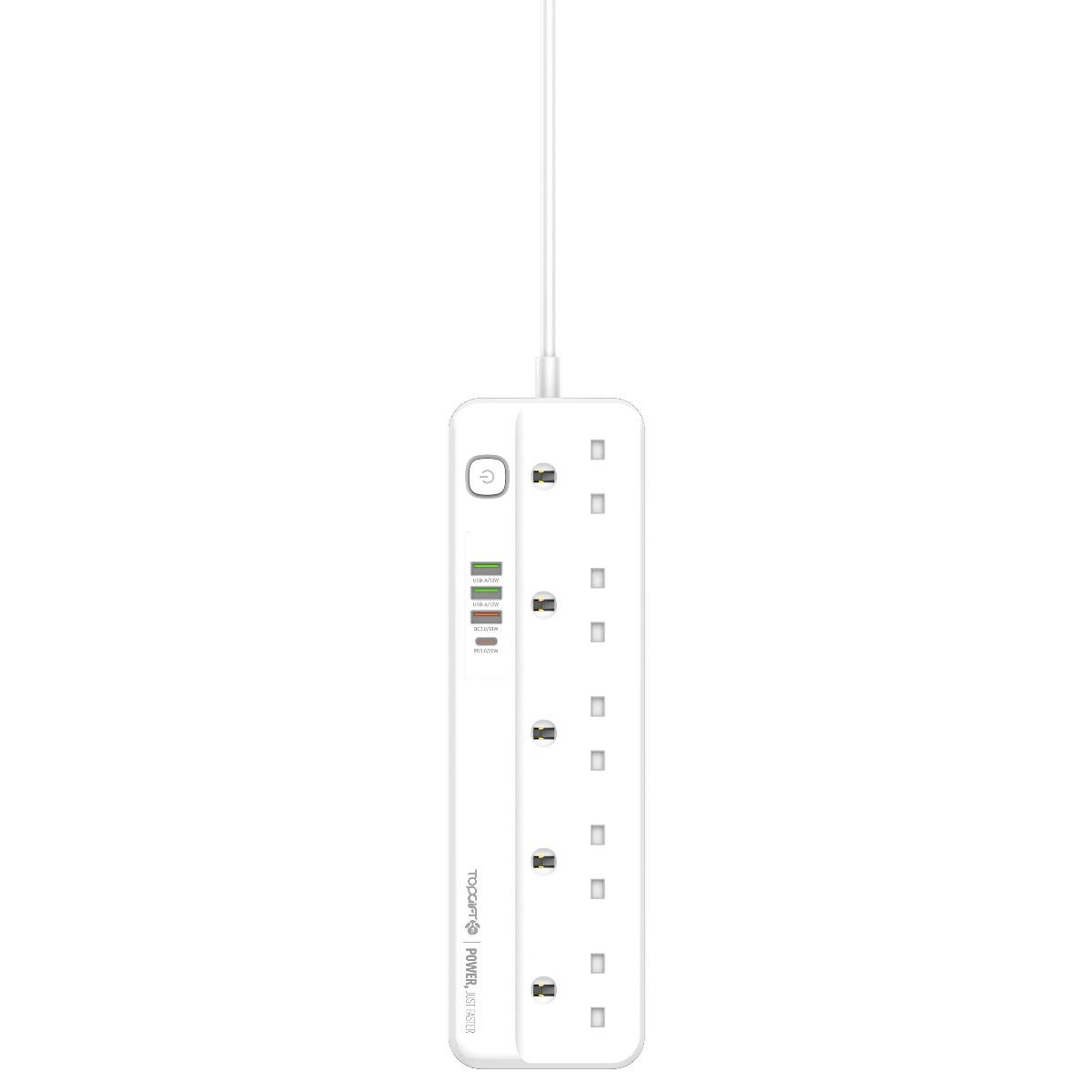 WYEFLUX Extension Socket with 10A Outlets and USB PD & QC3.0 Charging Ports – 2500W Max Power Strip