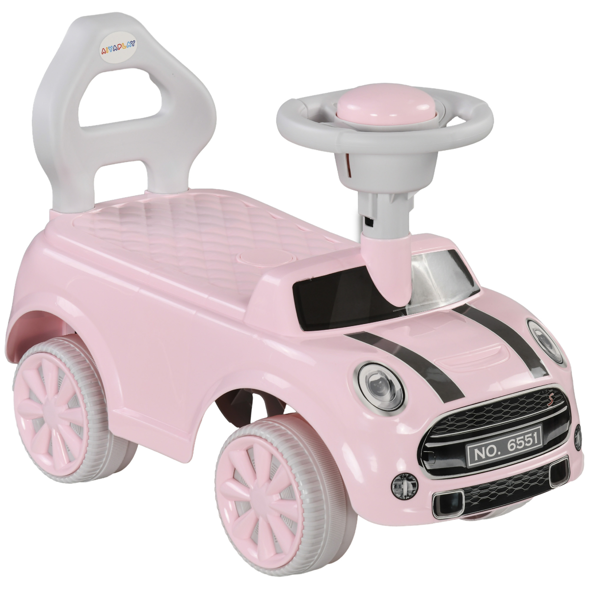 AIYAPLAY Foot-to-Floor Ride-On Car with Steering Wheel & Horn – Toddler First Ride-On, Pink