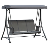 Outsunny 3-Seat Metal Patio Swing Chair with Adjustable Canopy & Side Pocket – Garden Swing Seat