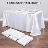 Rectangular Polyester Tablecloth with Bound Edge, 160 x 145cm – Seamless Wedding & Party Table Cover, White