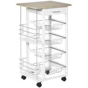 White kitchen island trolley